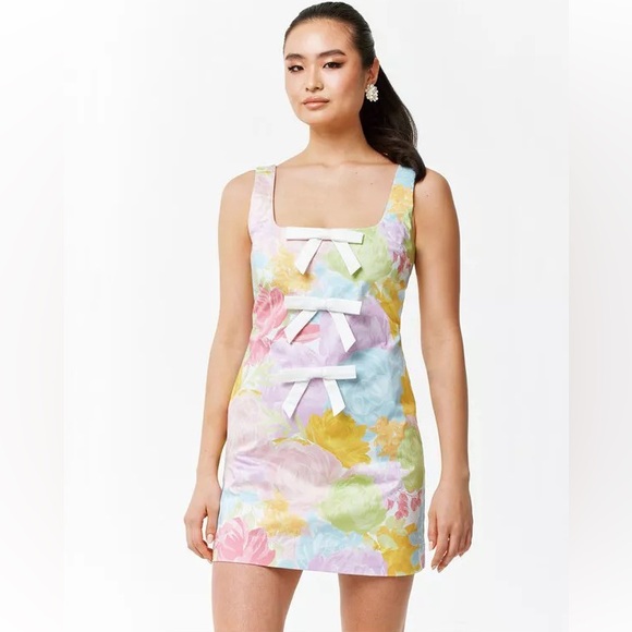 MESTIZA New York Tese Mini Dress in Watercolor Peony Garden - Picture 1 of 8